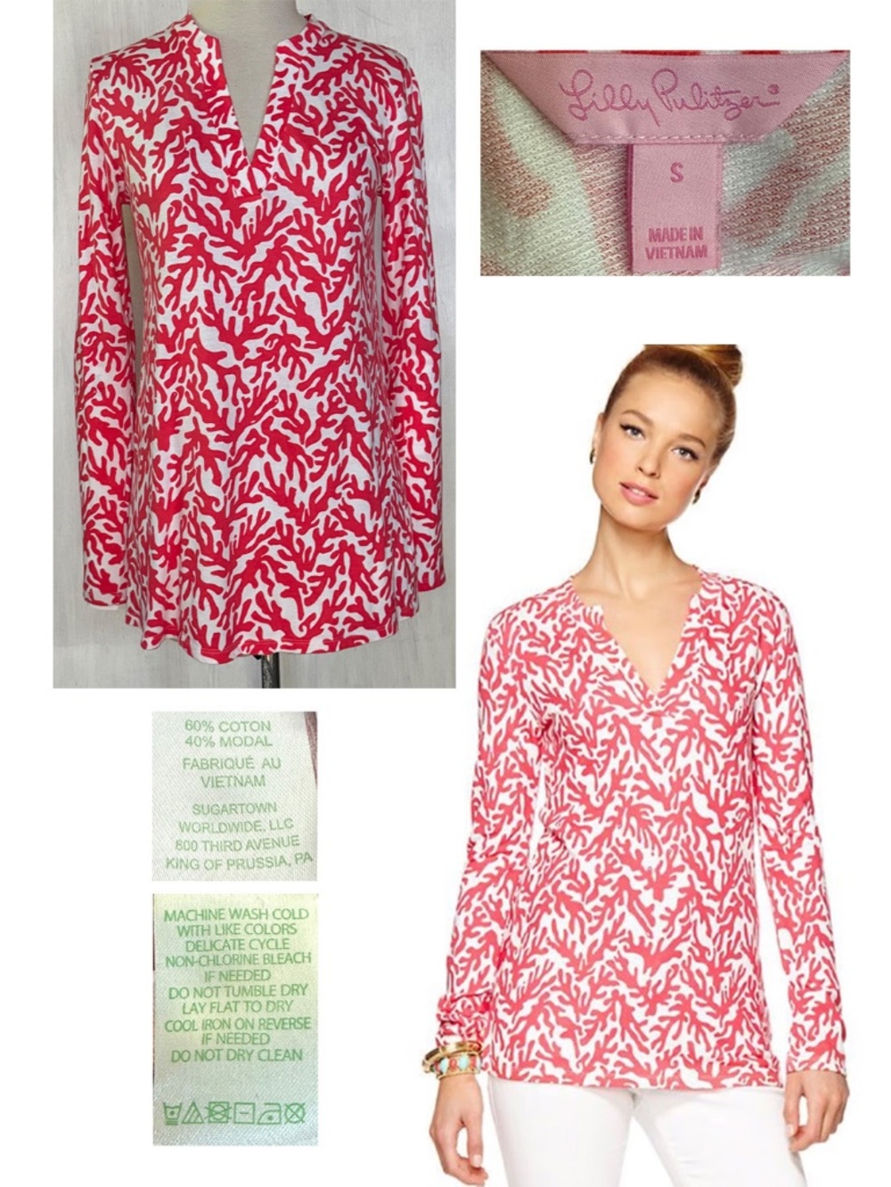 Lilly Pulitzer "Odette" Tunic Top in "Island Coral Treasure" Size Small EUC